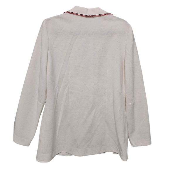 Vintage Ko Ko Knits White Knit Blazer with Red & Navy Trim Medium (8-10) - Picture 3 of 10